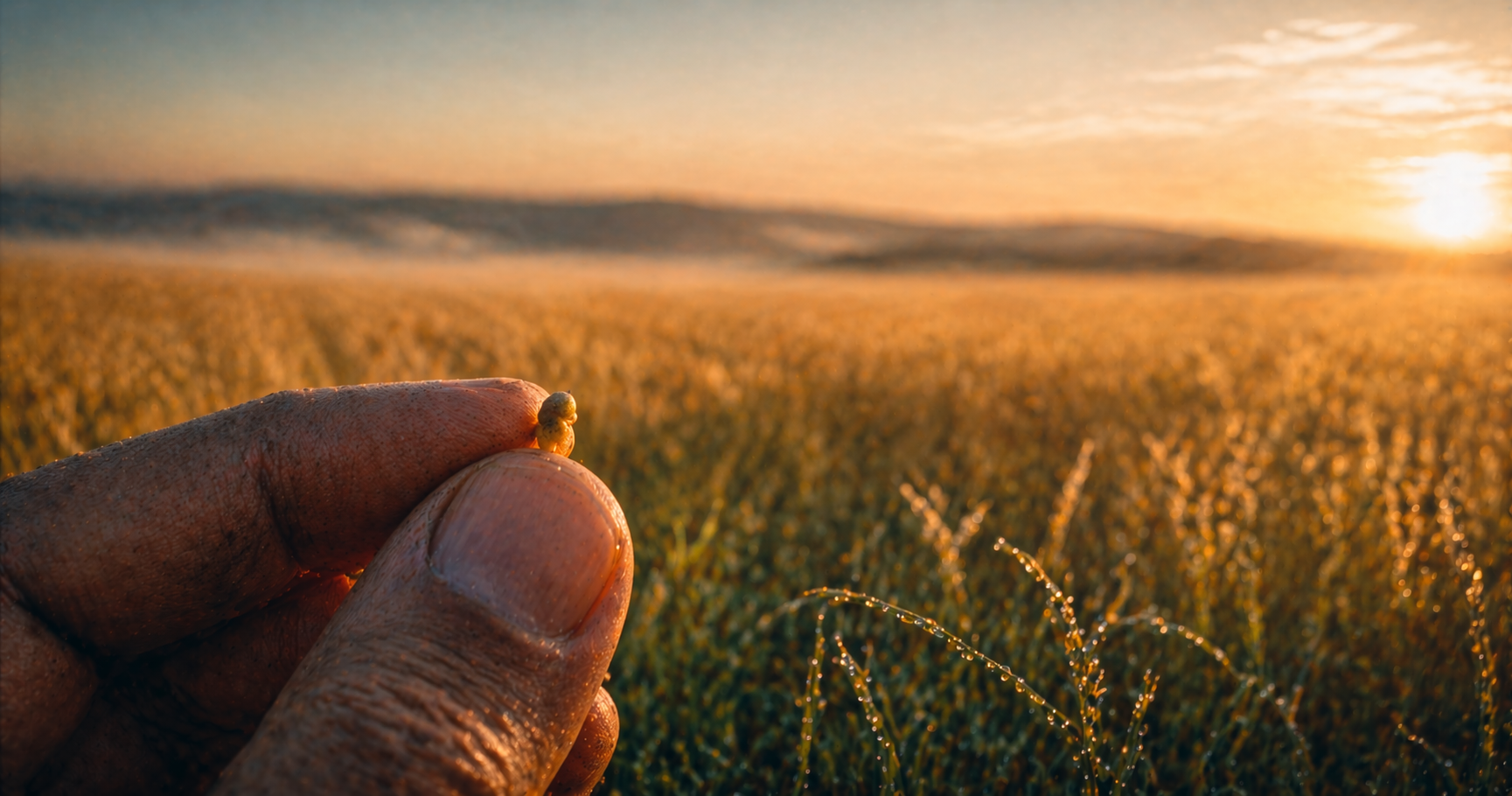 A small green seedling in warm light, suggesting small and simple spiritual things