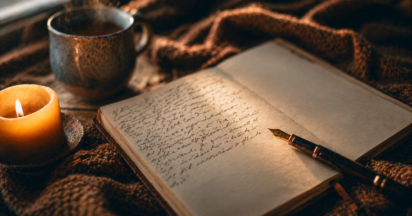 A journal beside scripture in warm light, suggesting reflection and hearing God through scripture