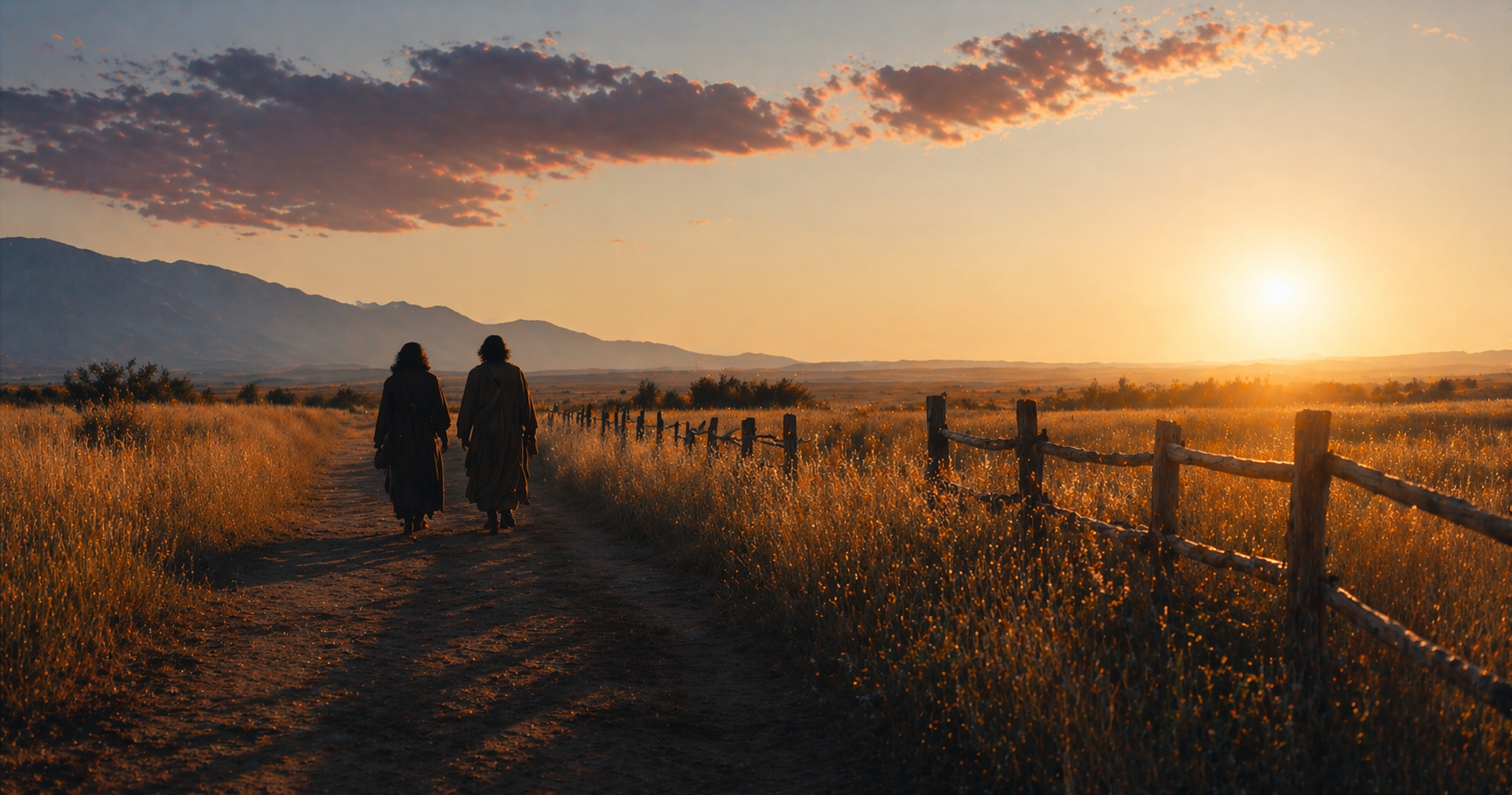 People walking together on a path in warm light, suggesting shared discipleship